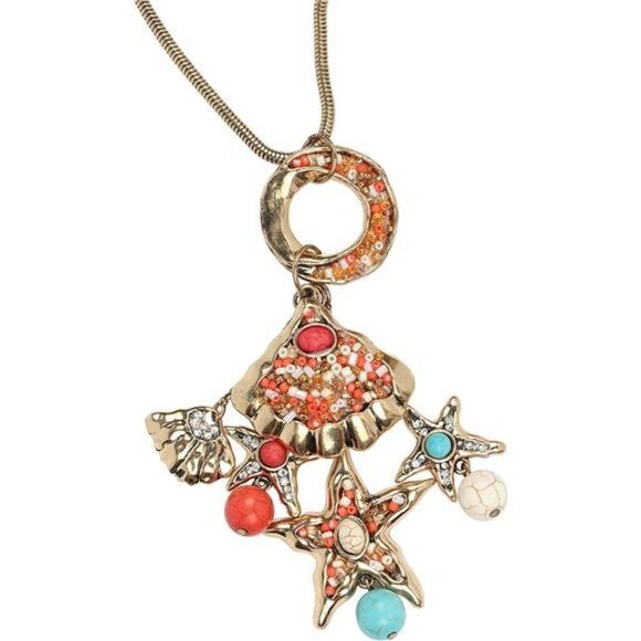 Coiris 3 Layer Illusion Wire Statement Necklace for Women Blue Green Beaded - Picture 7 of 7